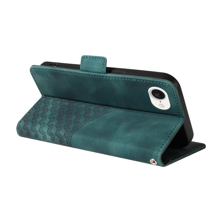 For iPhone SE 2024 Embossed Rhombus Starry Leather Phone Case(Green) - More iPhone Cases by PMC TechLife | Online Shopping South Africa | PMC TechLife | Buy Now Pay Later Mobicred