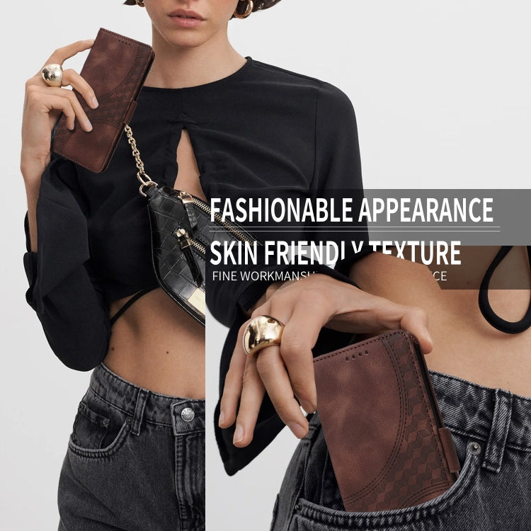 For iPhone SE 2024 Embossed Rhombus Starry Leather Phone Case(Brown) - free shipping - PMC TechLife - Order now!