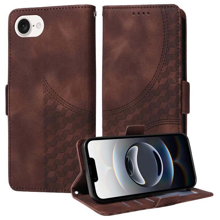 For iPhone SE 2024 Embossed Rhombus Starry Leather Phone Case(Brown) - free shipping - PMC TechLife - Order now!