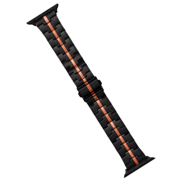 For Apple Watch SE 2023 40mm Stainless Steel Watch Band(Black Orange) - free shipping - PMC TechLife - Order now!