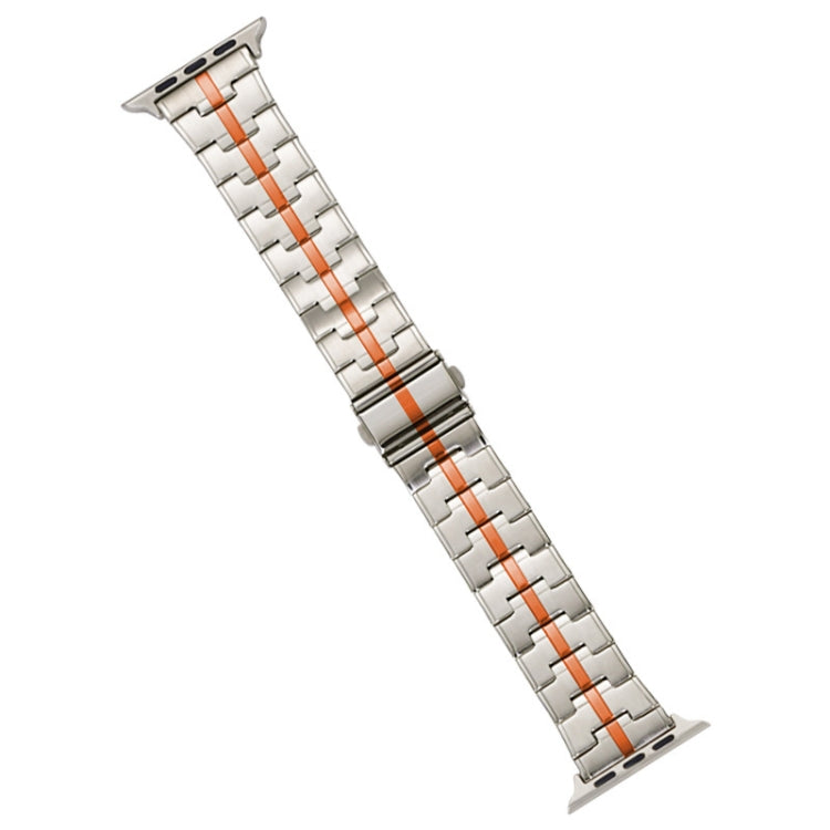 For Apple Watch Series 8 45mm Stainless Steel Watch Band(Starlight Orange) - Watch Bands by PMC TechLife | Online Shopping South Africa | PMC TechLife