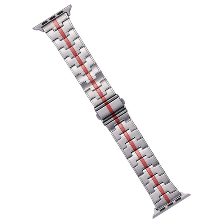 For Apple Watch Series 6 40mm Stainless Steel Watch Band(Silver Red) - free shipping - PMC TechLife - Order now!