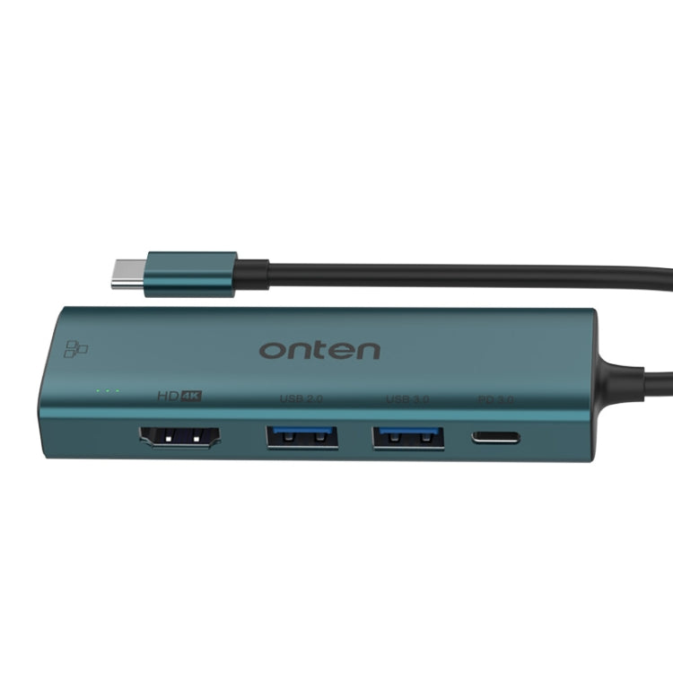Onten UC125 5 in 1 USB-C / Type-C to HDMI+USB3.0+PD3.0 Multi-function HUB with 100Mbps Network Card - free shipping - PMC Jewellery - Order now!