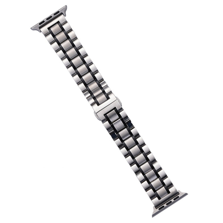 For Apple Watch SE 40mm Five-Beads Stainless Steel Watch Band(Silver Black) - Watch Bands by PMC TechLife | Online Shopping South Africa | PMC TechLife