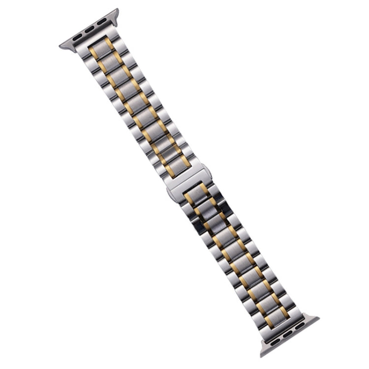 For Apple Watch Series 6 44mm Five-Beads Stainless Steel Watch Band(Silver Gold) - free shipping - PMC TechLife - Order now!