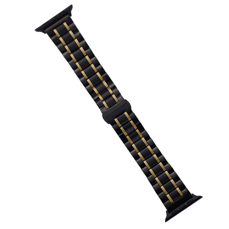 For Apple Watch Series 4 44mm Five-Beads Stainless Steel Watch Band(Black Gold) - free shipping - PMC TechLife - Order now!