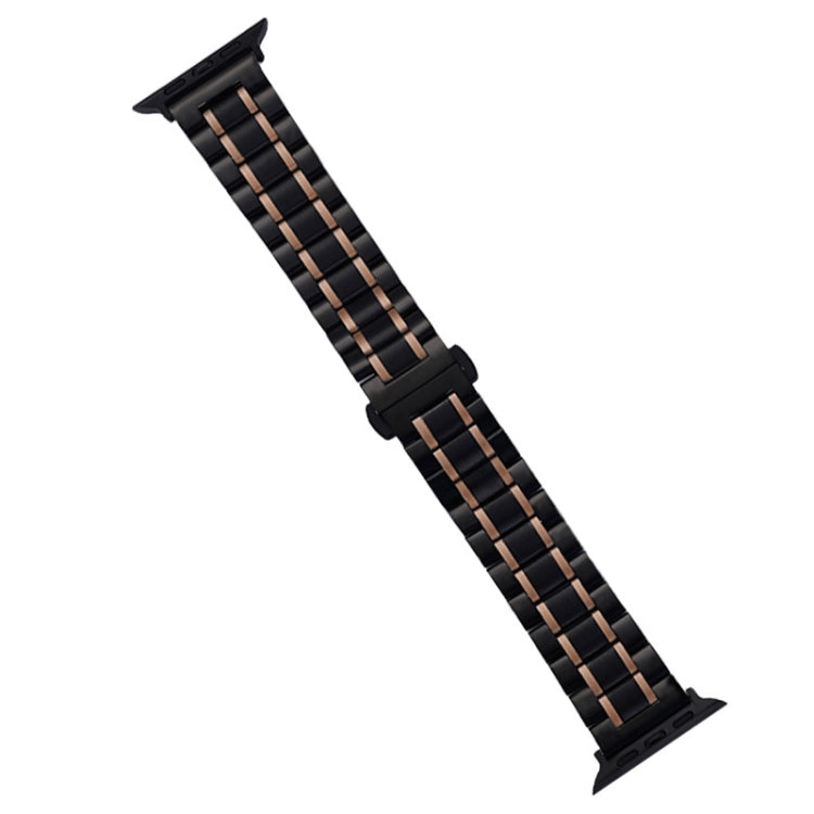 For Apple Watch Series 3 42mm Five-Beads Stainless Steel Watch Band(Black Rose Gold) - free shipping - PMC TechLife - Order now!