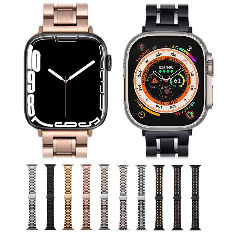 For Apple Watch 42mm Five-Beads Stainless Steel Watch Band(Silver Black) - free shipping - PMC TechLife - Order now!