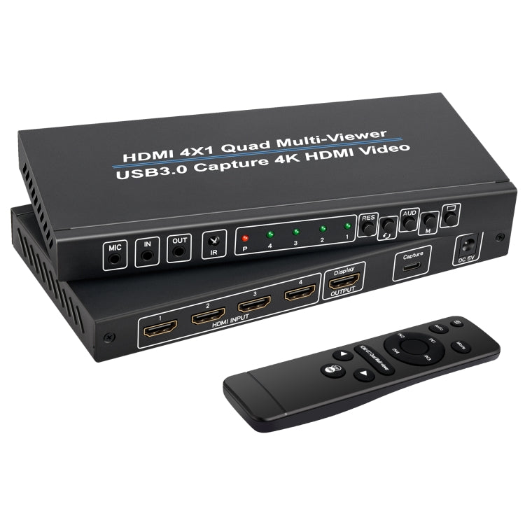 NK-941S 4K HDMI 4x1 Screen Splitter + USB3.0 Video Capture All In One Machine(Black) - Video Capture Solutions by PMC TechLife | Online Shopping South Africa | PMC TechLife | Buy Now Pay Later Mobicred