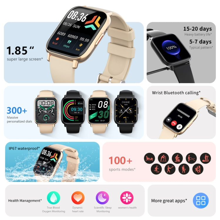 DM05 1.83 inch BT5.2 Smart Sport Watch, Support Sleep / Heart Rate / Blood Oxygen / Temperature / Heart Sugar/ Blood Pressure Health Monitor(Gold) - Smart Watches by PMC TechLife | Online Shopping South Africa | PMC TechLife