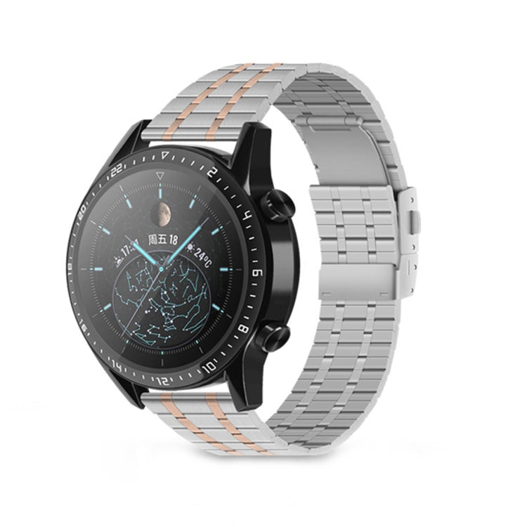 For Huawei Watch GT2 Pro 22mm Five-bead Steel Dual-press Buckle Watch Band(Silver Rose Gold) - free shipping - PMC TechLife - Order now!