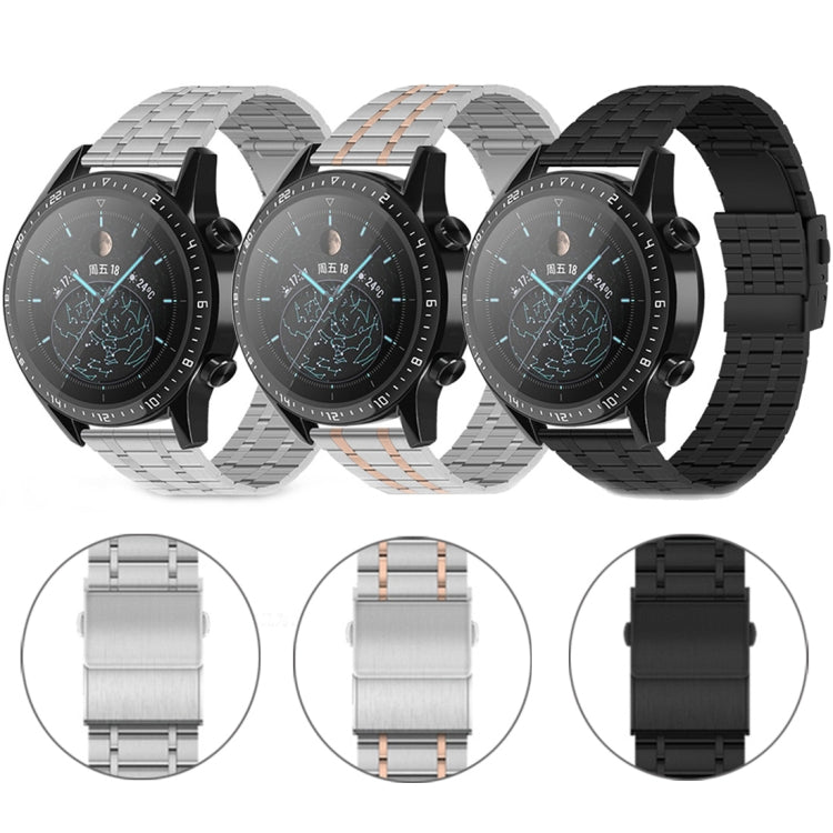For Huawei Watch GT2 Pro 22mm Five-bead Steel Dual-press Buckle Watch Band(Silver) - Watch Bands by PMC TechLife | Online Shopping South Africa | PMC TechLife