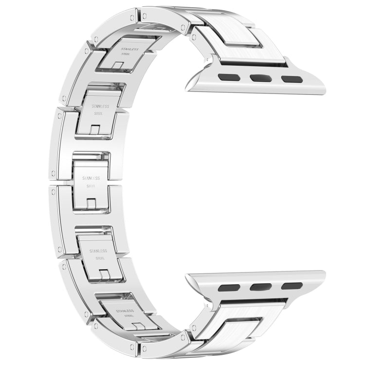 For Apple Watch SE 2023 44mm H Slim Stainless Steel Watch Band(Silver) - Watch Bands by PMC TechLife | Online Shopping South Africa | PMC TechLife