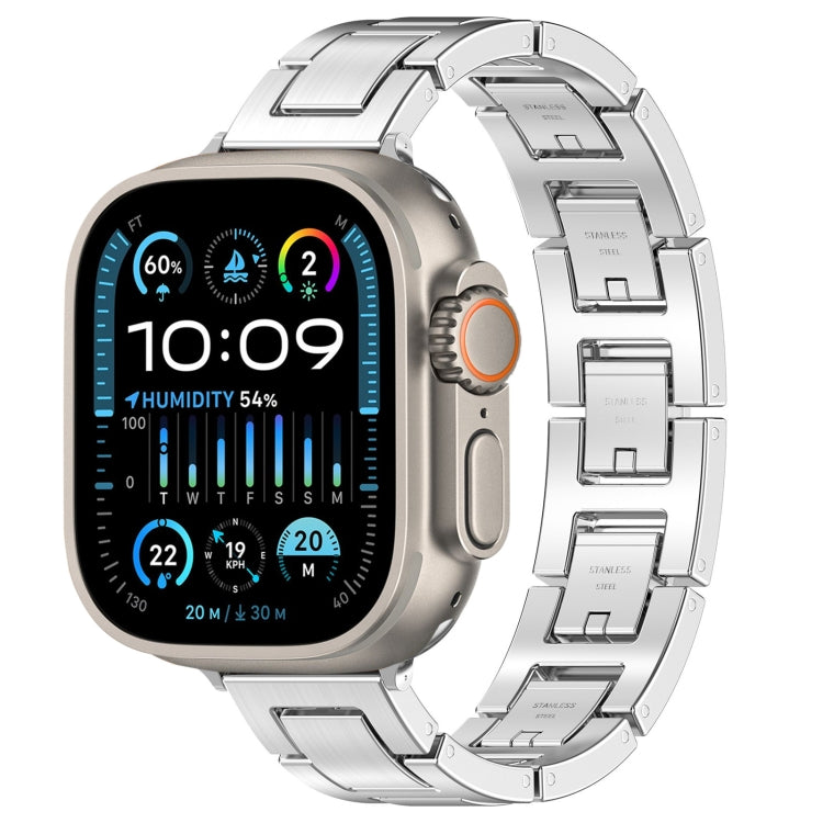 For Apple Watch Ultra 2 49mm H Slim Stainless Steel Watch Band(Silver) - Watch Bands by PMC TechLife | Online Shopping South Africa | PMC TechLife