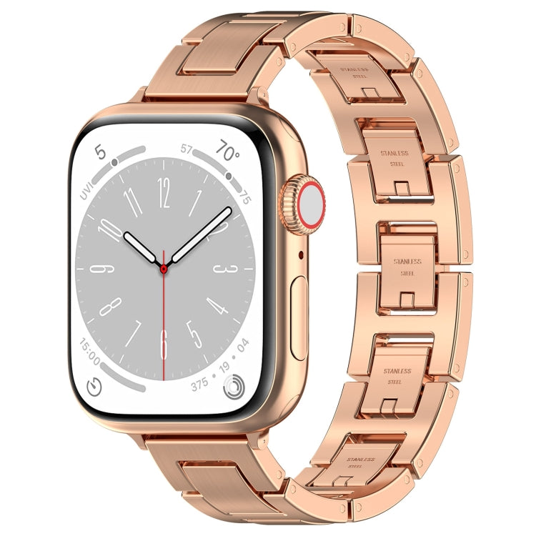 For Apple Watch Series 9 45mm H Slim Stainless Steel Watch Band(Rose Gold) - free shipping - PMC TechLife - Order now!