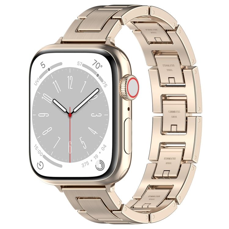 For Apple Watch Series 9 41mm H Slim Stainless Steel Watch Band(Starlight) - Watch Bands by PMC TechLife | Online Shopping South Africa | PMC TechLife