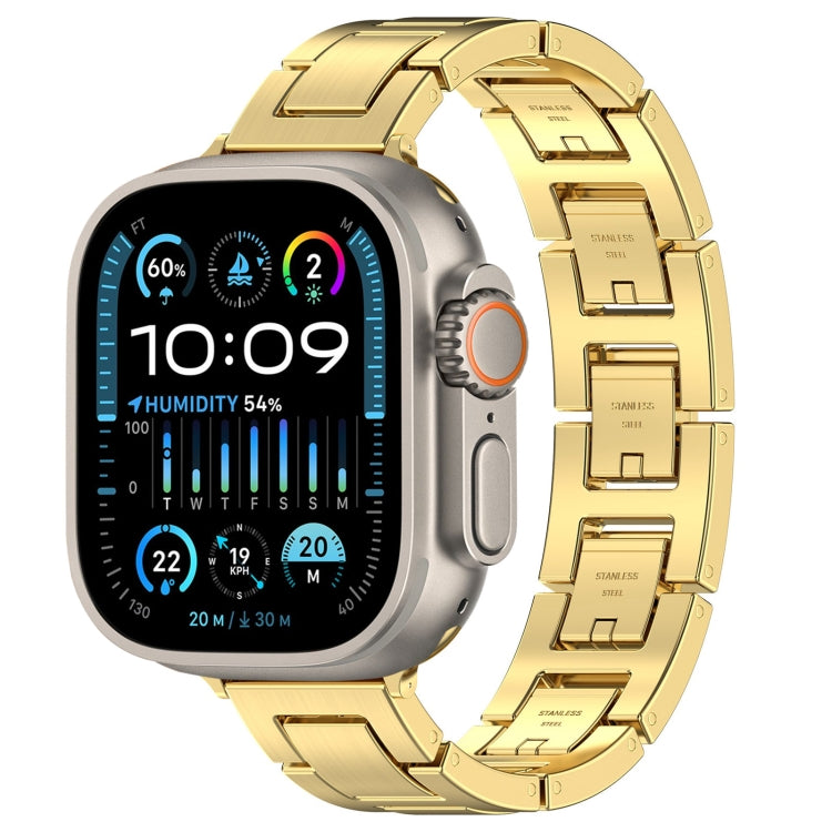 For Apple Watch Ultra 49mm H Slim Stainless Steel Watch Band(Gold) - free shipping - PMC TechLife - Order now!