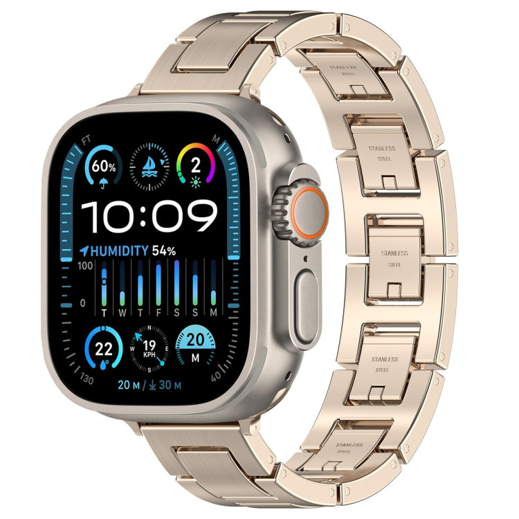 For Apple Watch Ultra 49mm H Slim Stainless Steel Watch Band(Starlight) - Watch Bands by PMC TechLife | Online Shopping South Africa | PMC TechLife