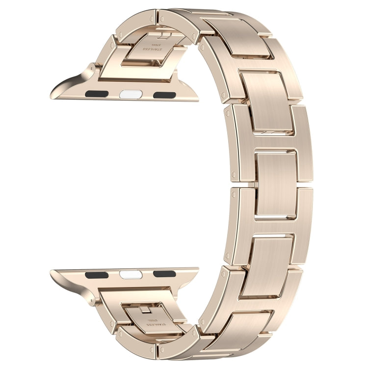 For Apple Watch Series 8 41mm H Slim Stainless Steel Watch Band(Starlight) - Watch Bands by PMC TechLife | Online Shopping South Africa | PMC TechLife