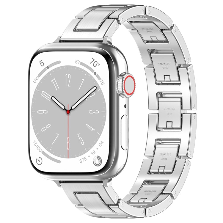 For Apple Watch Series 8 41mm H Slim Stainless Steel Watch Band(Silver) - Watch Bands by PMC TechLife | Online Shopping South Africa | PMC TechLife