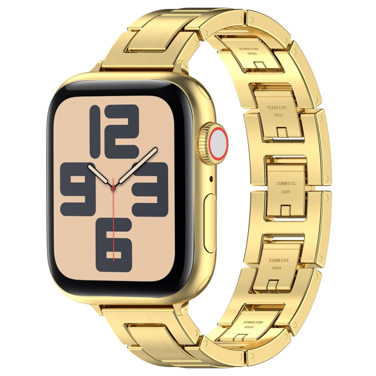 For Apple Watch SE 2022 44mm H Slim Stainless Steel Watch Band(Gold) - free shipping - PMC TechLife - Order now!