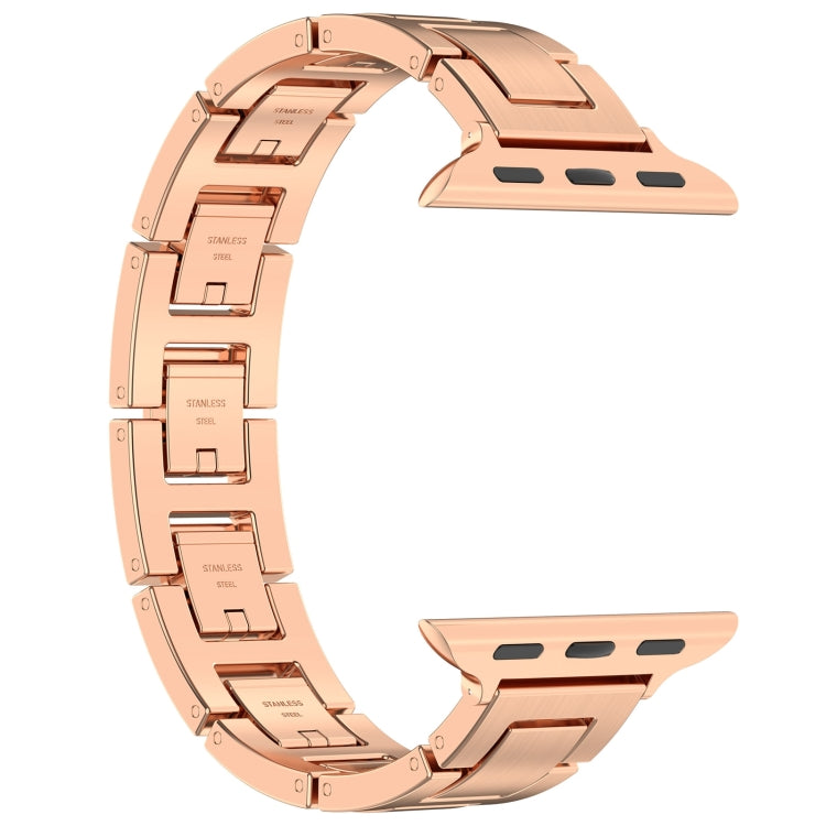 For Apple Watch SE 44mm H Slim Stainless Steel Watch Band(Rose Gold) - Watch Bands by PMC TechLife | Online Shopping South Africa | PMC TechLife