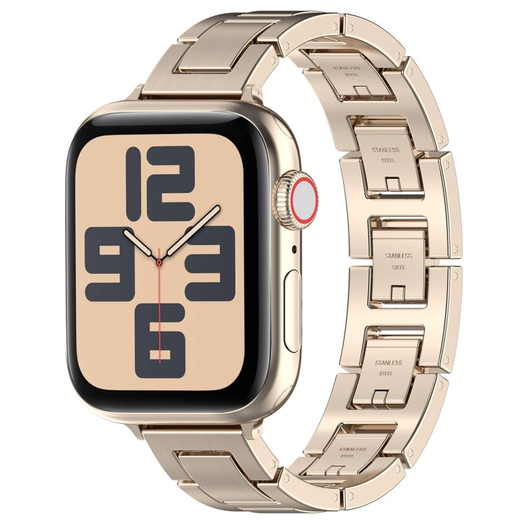 For Apple Watch SE 44mm H Slim Stainless Steel Watch Band(Starlight) - Watch Bands by PMC TechLife | Online Shopping South Africa | PMC TechLife