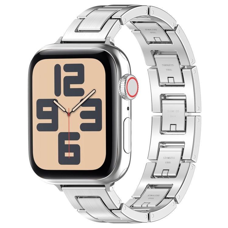 For Apple Watch SE 44mm H Slim Stainless Steel Watch Band(Silver) - free shipping - PMC TechLife - Order now!