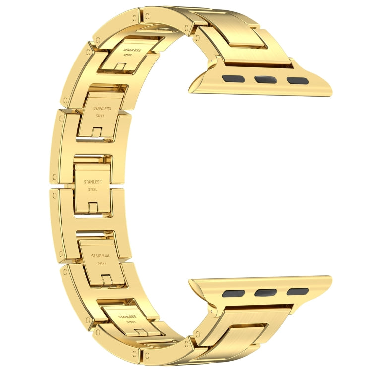 For Apple Watch Series 4 44mm H Slim Stainless Steel Watch Band(Gold) - Watch Bands by PMC TechLife | Online Shopping South Africa | PMC TechLife