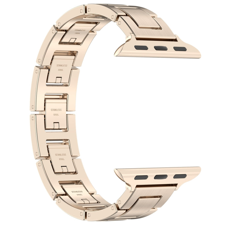 For Apple Watch Series 4 44mm H Slim Stainless Steel Watch Band(Starlight) - Watch Bands by PMC TechLife | Online Shopping South Africa | PMC TechLife