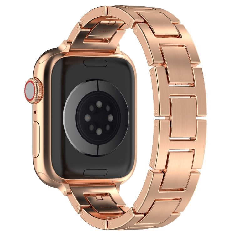 For Apple Watch Series 3 42mm H Slim Stainless Steel Watch Band(Rose Gold) - Watch Bands by PMC TechLife | Online Shopping South Africa | PMC TechLife