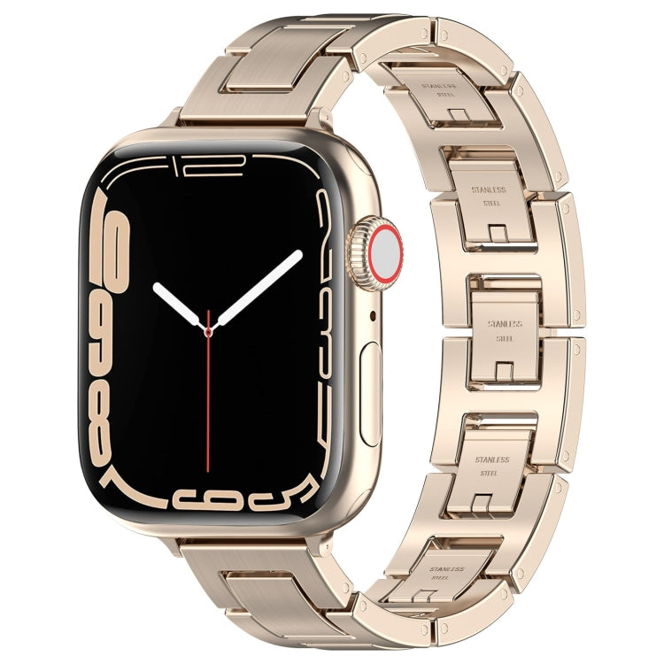 For Apple Watch 42mm H Slim Stainless Steel Watch Band(Starlight) - Watch Bands by PMC TechLife | Online Shopping South Africa | PMC TechLife