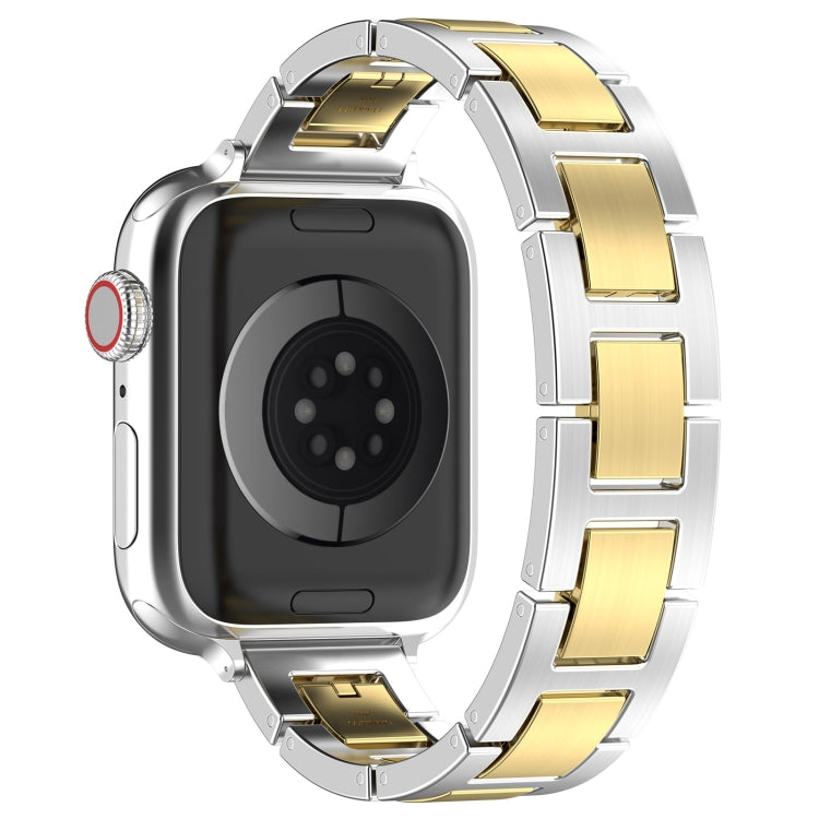 For Apple Watch 42mm H Slim Stainless Steel Watch Band(Silver Gold) - Watch Bands by PMC TechLife | Online Shopping South Africa | PMC TechLife