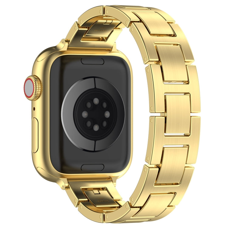 For Apple Watch 38mm H Slim Stainless Steel Watch Band(Gold) - Watch Bands by PMC TechLife | Online Shopping South Africa | PMC TechLife