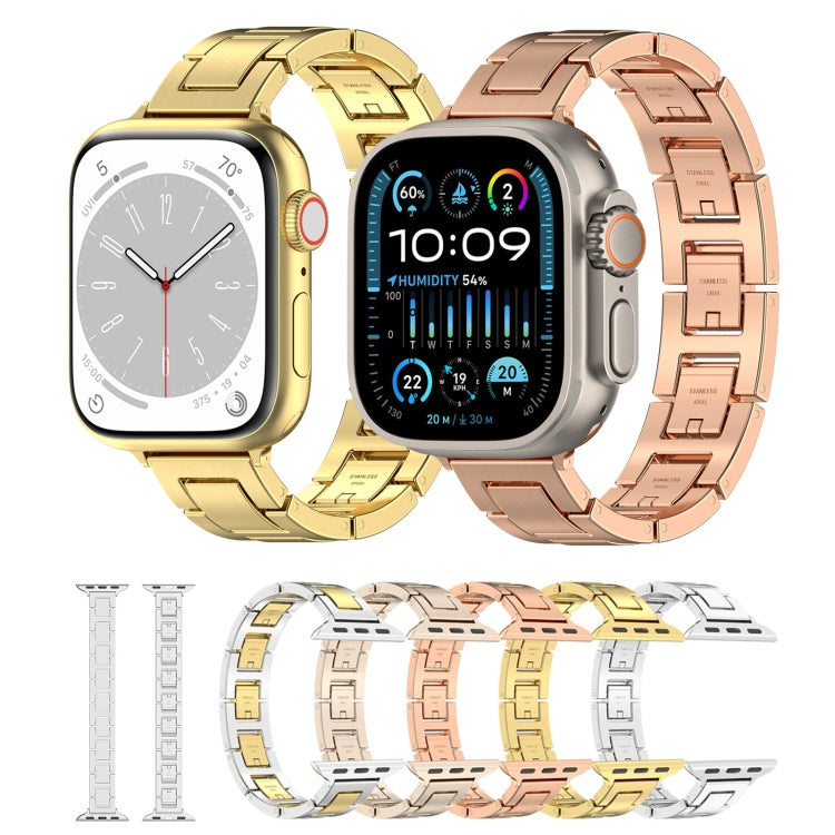 For Apple Watch Series 3 38mm H Slim Stainless Steel Watch Band(Starlight) - Watch Bands by PMC TechLife | Online Shopping South Africa | PMC TechLife