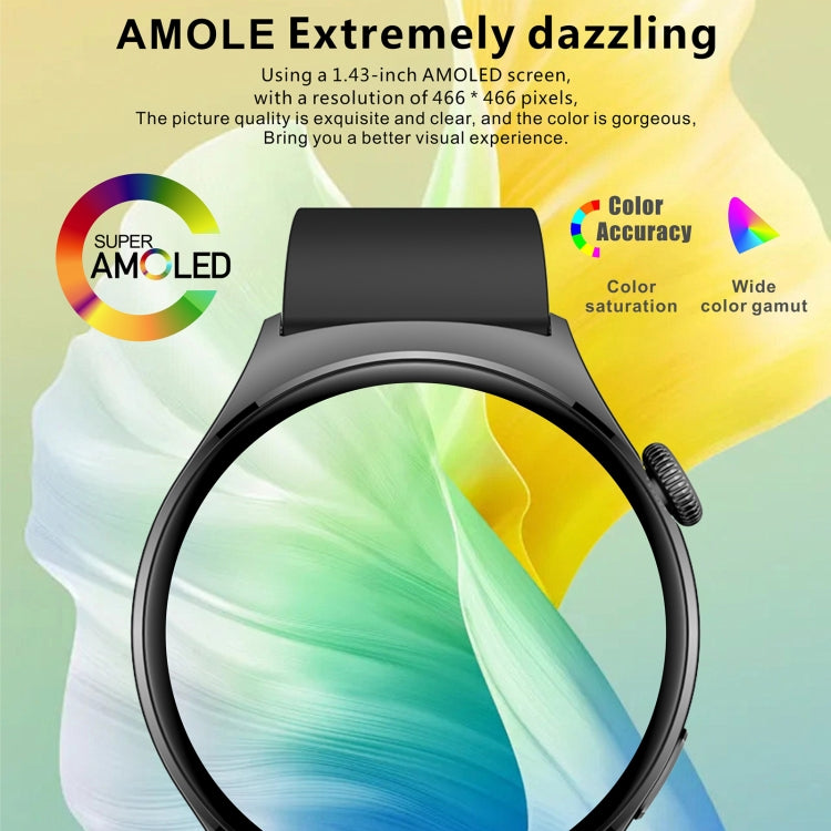 QX10 1.43 inch BT5.2 Smart Sport Watch, Support Sleep / Heart Rate / Blood Oxygen / Blood Pressure Health Monitor(Black) - Smart Watches by PMC TechLife | Online Shopping South Africa | PMC TechLife