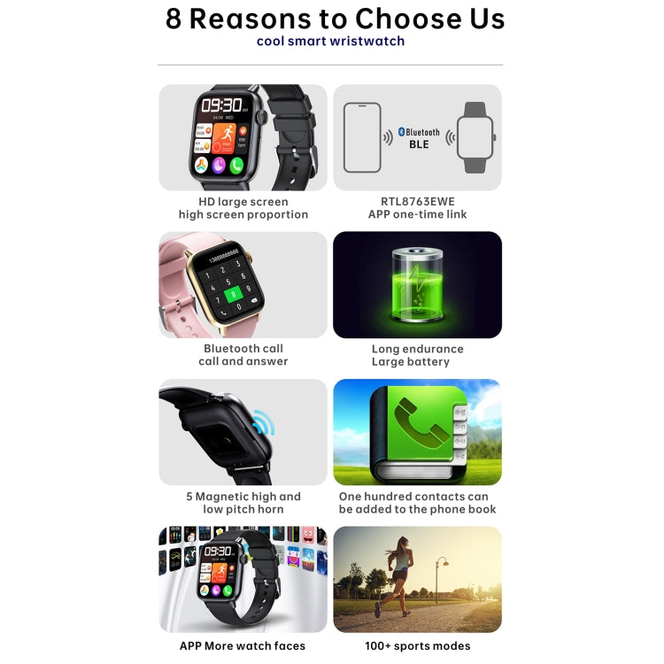 QS08 PRO 1.83 inch BT5.2 Smart Sport Watch, Support Sleep / Heart Rate / Blood Oxygen / Temperature / Blood Pressure Health Monitor(Black+Pink) - Smart Watches by PMC TechLife | Online Shopping South Africa | PMC TechLife
