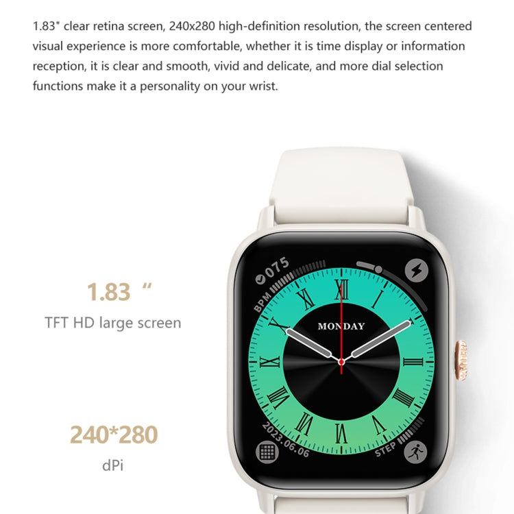 QS13 1.83 inch BT5.2 Smart Sport Watch, Support Bluetooth Call / Sleep / Blood Sugar / Blood Oxygen / Heart Rate / Blood Pressure Health Monitor(White) - Smart Watches by PMC TechLife | Online Shopping South Africa | PMC TechLife