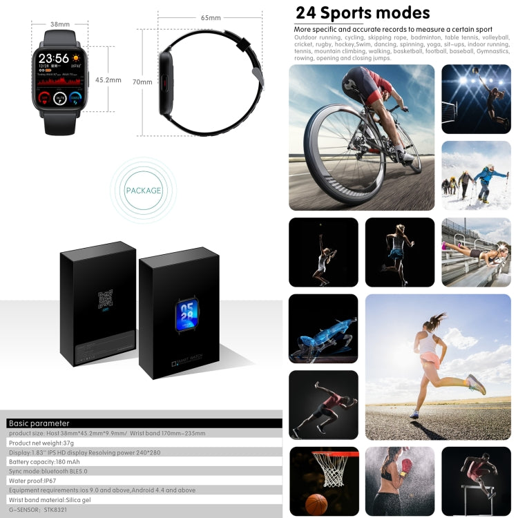 QS16 Pro 1.83 inch BT5.0 Smart Sport Watch, Support Bluetooth Call / Sleep / Blood Oxygen / Temperature / Heart Rate / Blood Pressure Health Monitor(Pink) - Smart Watches by PMC TechLife | Online Shopping South Africa | PMC TechLife