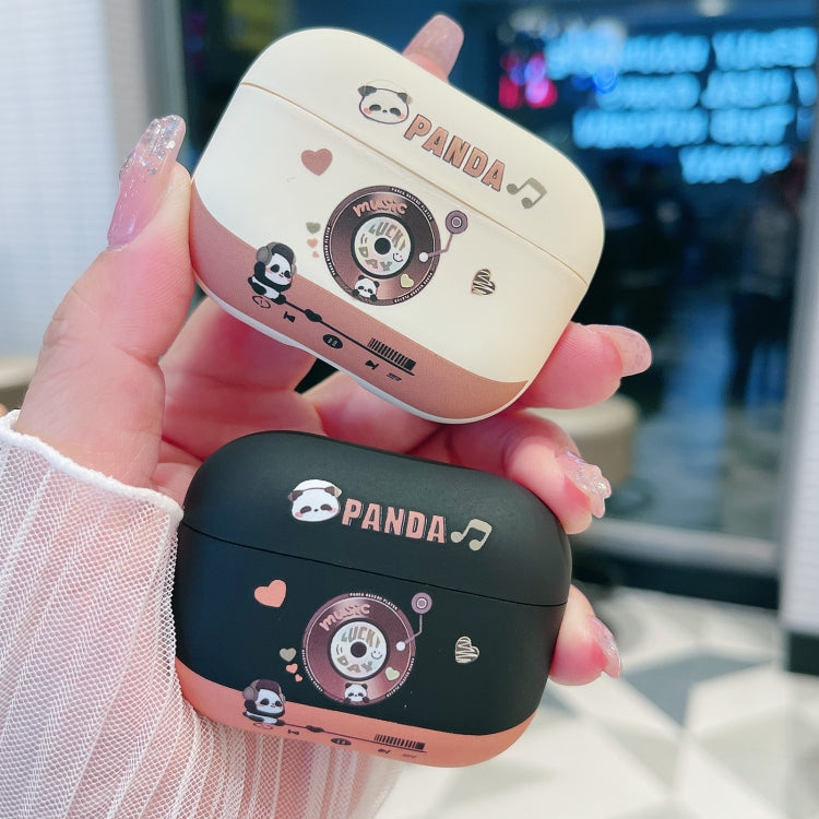 For AirPods 2 / 1 Panda Records Pattern Earbuds Box Frosted TPU Case(Black) - For AirPods 1/2 by PMC Jewellery | Online Shopping South Africa | PMC Jewellery | Buy Now Pay Later Mobicred