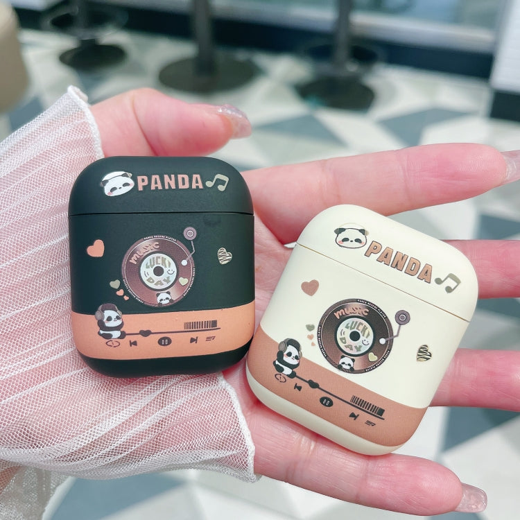 For AirPods 2 / 1 Panda Records Pattern Earbuds Box Frosted TPU Case(White) - For AirPods 1/2 by PMC Jewellery | Online Shopping South Africa | PMC Jewellery | Buy Now Pay Later Mobicred