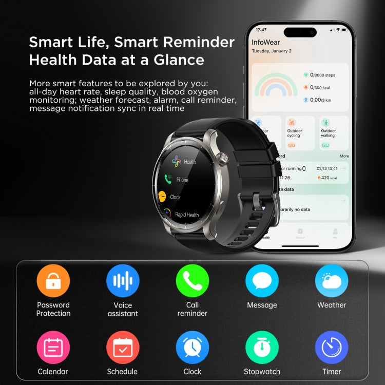 JOYROOM JR-FV1 Venture Series 1.43 inch Bluetooth Call Smart Watch Supports Sleep Monitoring/Blood Oxygen Detection(Dark Grey) - Smart Watches by JOYROOM | Online Shopping South Africa | PMC TechLife | Buy Now Pay Later Mobicred