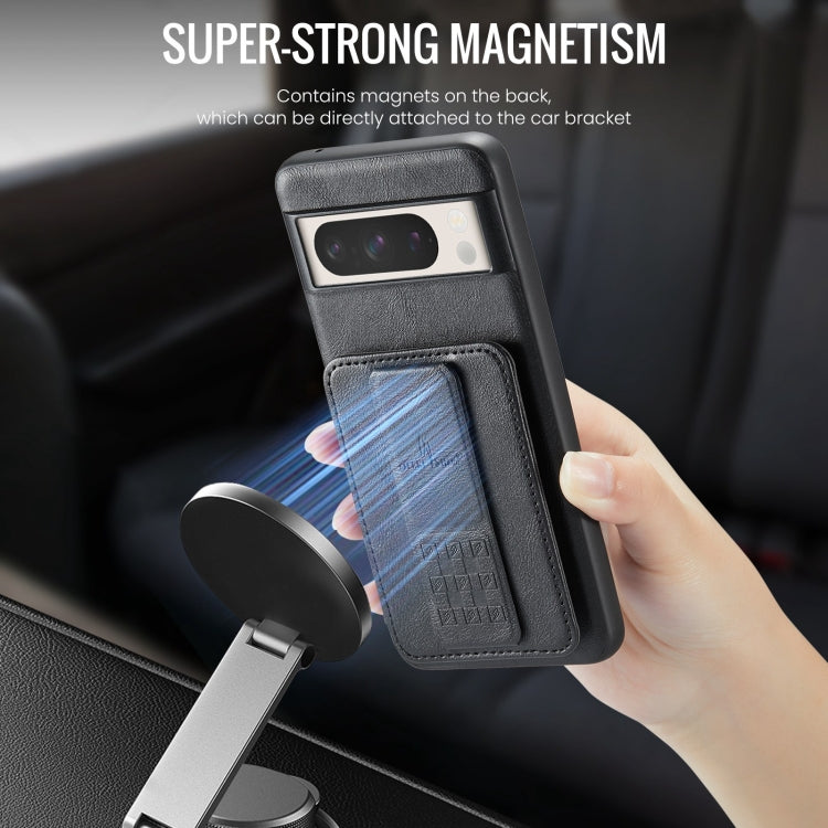 For Google Pixel 8a Fierre Shann Oil Wax Cow Leather Card Holder Back Phone Case(Black) - Google Cases by FIERRE SHANN | Online Shopping South Africa | PMC TechLife | Buy Now Pay Later Mobicred