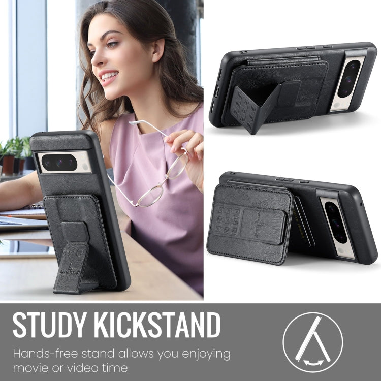 For Google Pixel 8a Fierre Shann Oil Wax Cow Leather Card Holder Back Phone Case(Black) - Google Cases by FIERRE SHANN | Online Shopping South Africa | PMC TechLife | Buy Now Pay Later Mobicred