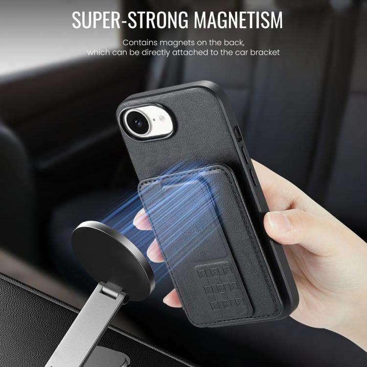 For iPhone 16e Fierre Shann Oil Wax Cow Leather Card Holder Back Phone Case(Black) - free shipping - PMc TechLife - Order now!