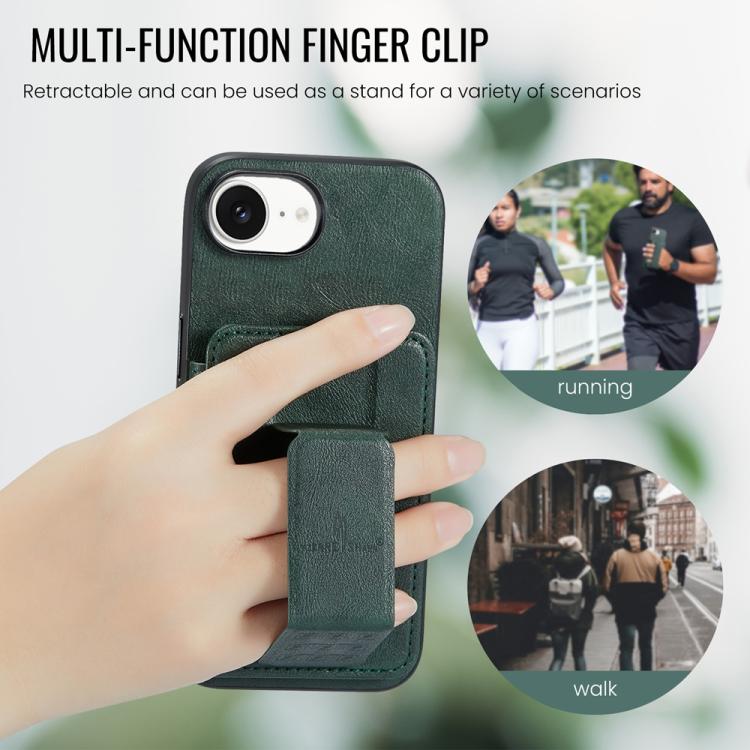 For iPhone 16e Fierre Shann Oil Wax Cow Leather Card Holder Back Phone Case(Green) - free shipping - PMc TechLife - Order now!