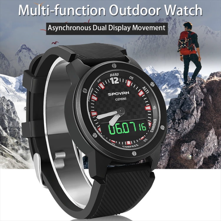 SPOVAN Gemini Outdoor Mountaineering Altitude Barometric Water-resistant Sports Watch(Black White) - Smart Watches by SPOVAN | Online Shopping South Africa | PMC TechLife | Buy Now Pay Later Mobicred