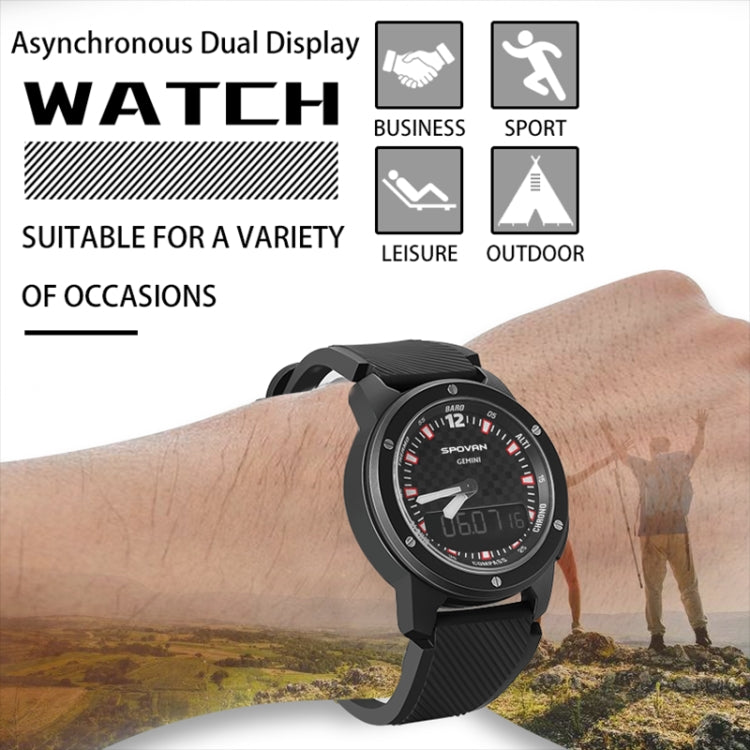SPOVAN Gemini Outdoor Mountaineering Altitude Barometric Water-resistant Sports Watch(Black White) - Smart Watches by SPOVAN | Online Shopping South Africa | PMC TechLife | Buy Now Pay Later Mobicred