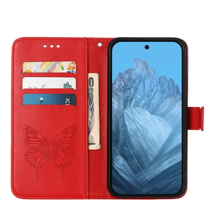 For Google Pixel 9 Embossed Butterfly Leather Phone Case(Red) - Google Cases by PMC TechLife | Online Shopping South Africa | PMC TechLife | Buy Now Pay Later Mobicred