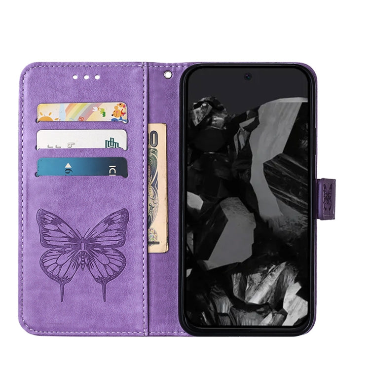 For Google Pixel 9 Pro Embossed Butterfly Leather Phone Case(Purple) - Google Cases by PMC TechLife | Online Shopping South Africa | PMC TechLife | Buy Now Pay Later Mobicred